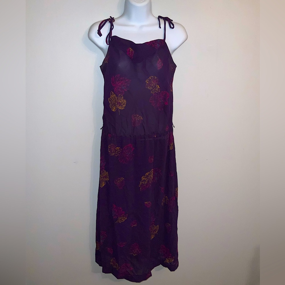 Vintage Multicolored Purple Midi Semi-Sheer Sundress Sz S/M